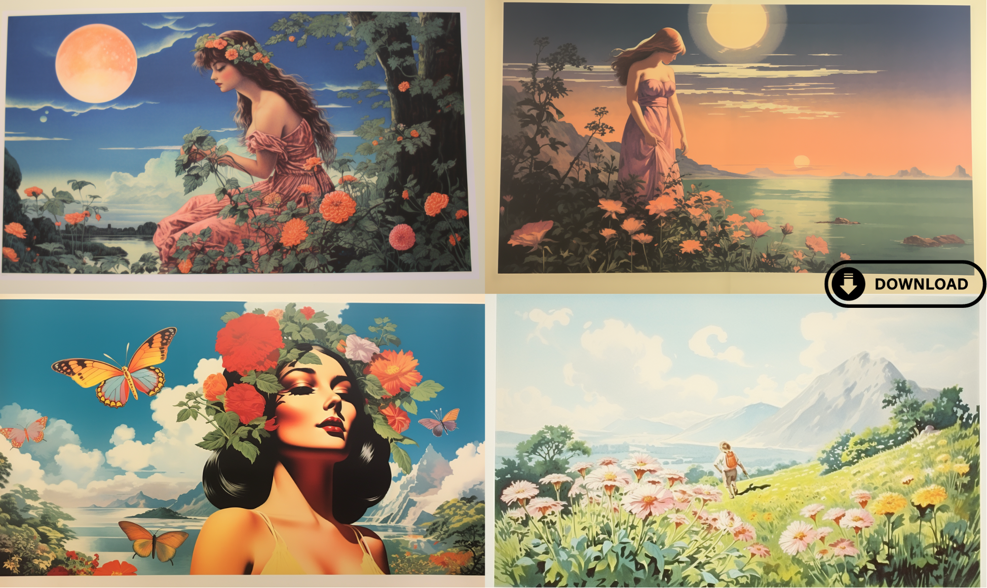 Summer Solstice Lithographic Radiance Poster Collection D
